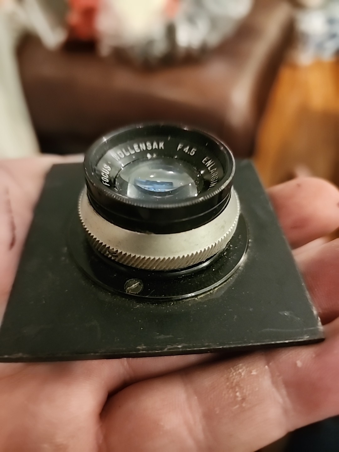 Wollensak 3-1/2″ (90mm) f/4.5 Velostigmat enlarging lens on Plate