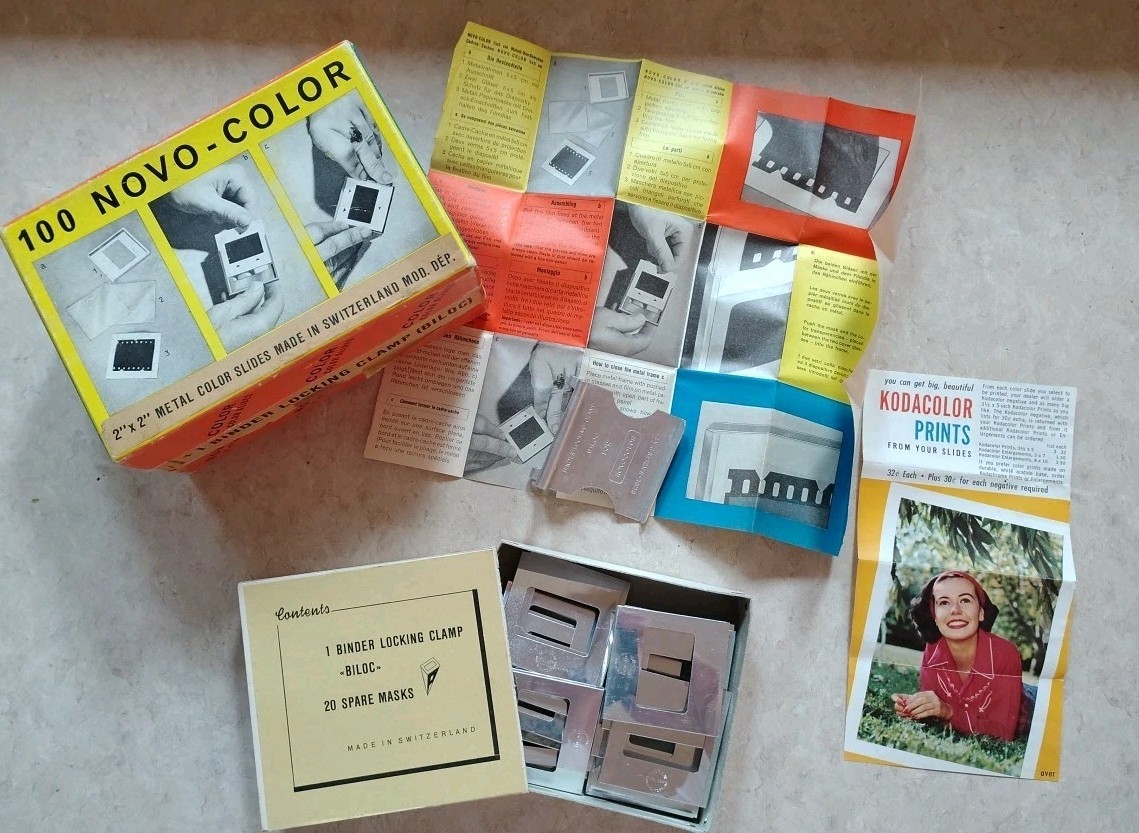Vintage Novo Binder Locking Clamp with 20 Spare Masks, Additional Advertising