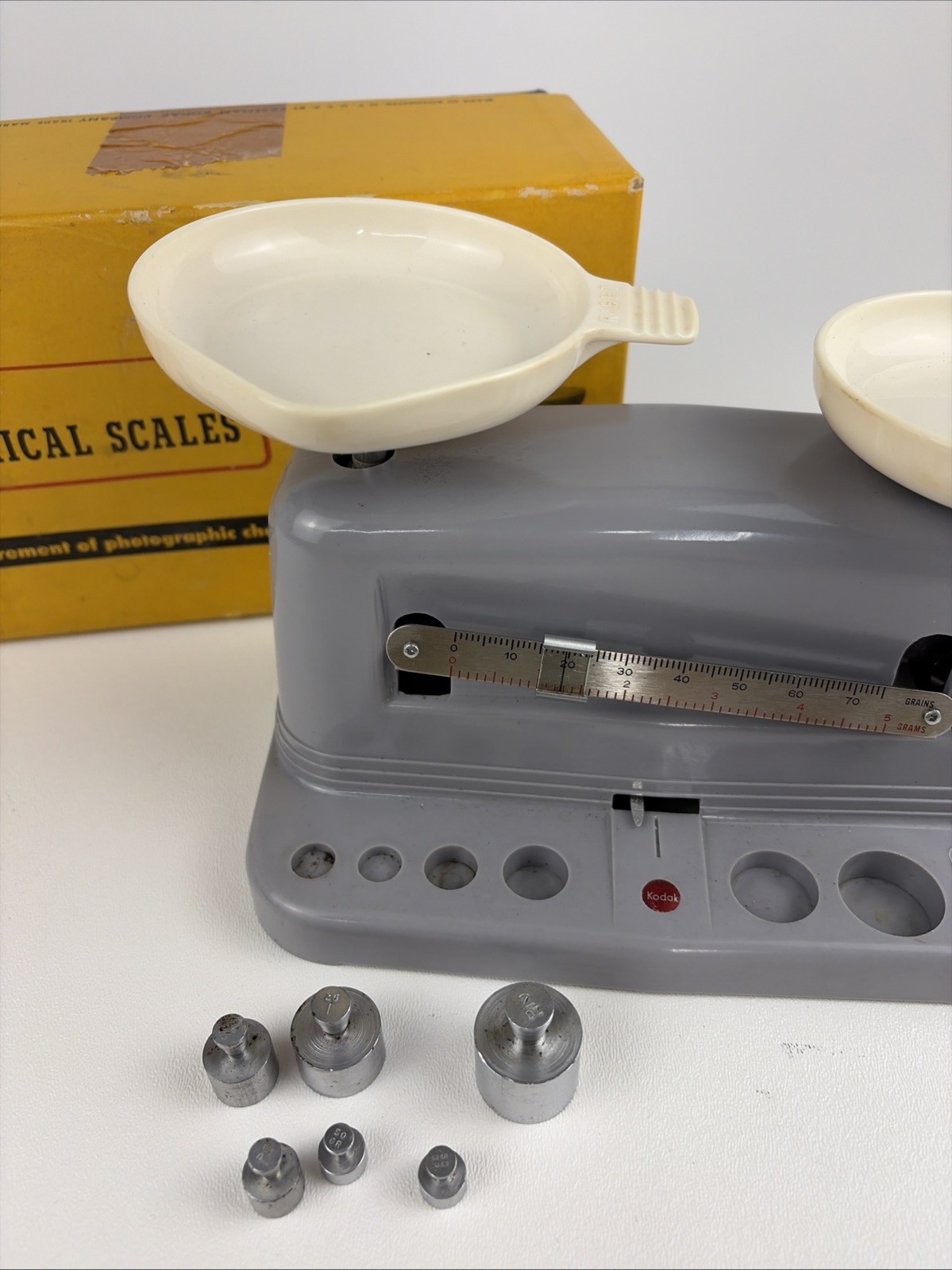 Vintage Kodak Chemical Scales with Box Measurement of Photographic Chemicals