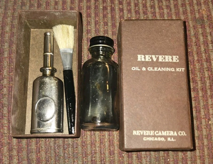 Vtg Revere Camera Co Oil & Cleaning Kit – Oil Jar, Oiler, Brush-Box