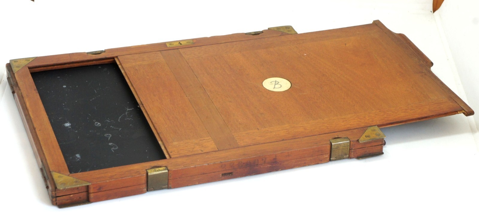 Antique Mahogany Double Plate Film Holder 18x24cm Vintage Reisekamera Tailboard