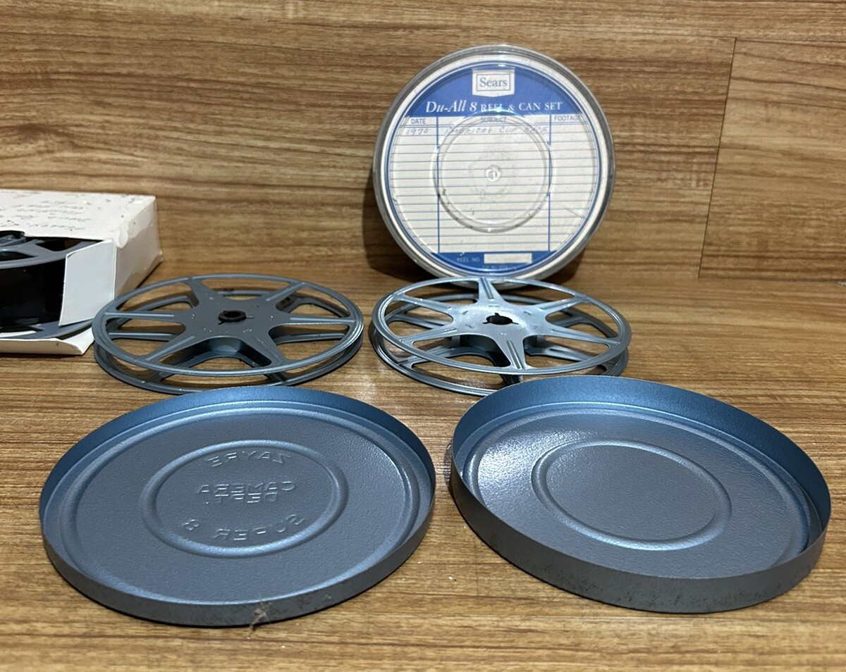 Vintage Super 8 Reel and Case Film Lot Metal Case Reel Zayre Camera Dept