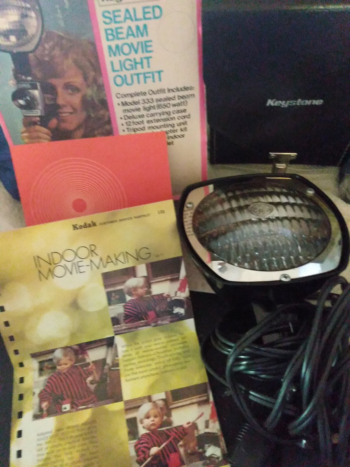 Keystone Model 333 Sealed Beam Super 8 Movie Light w/ Instructions & Hardware