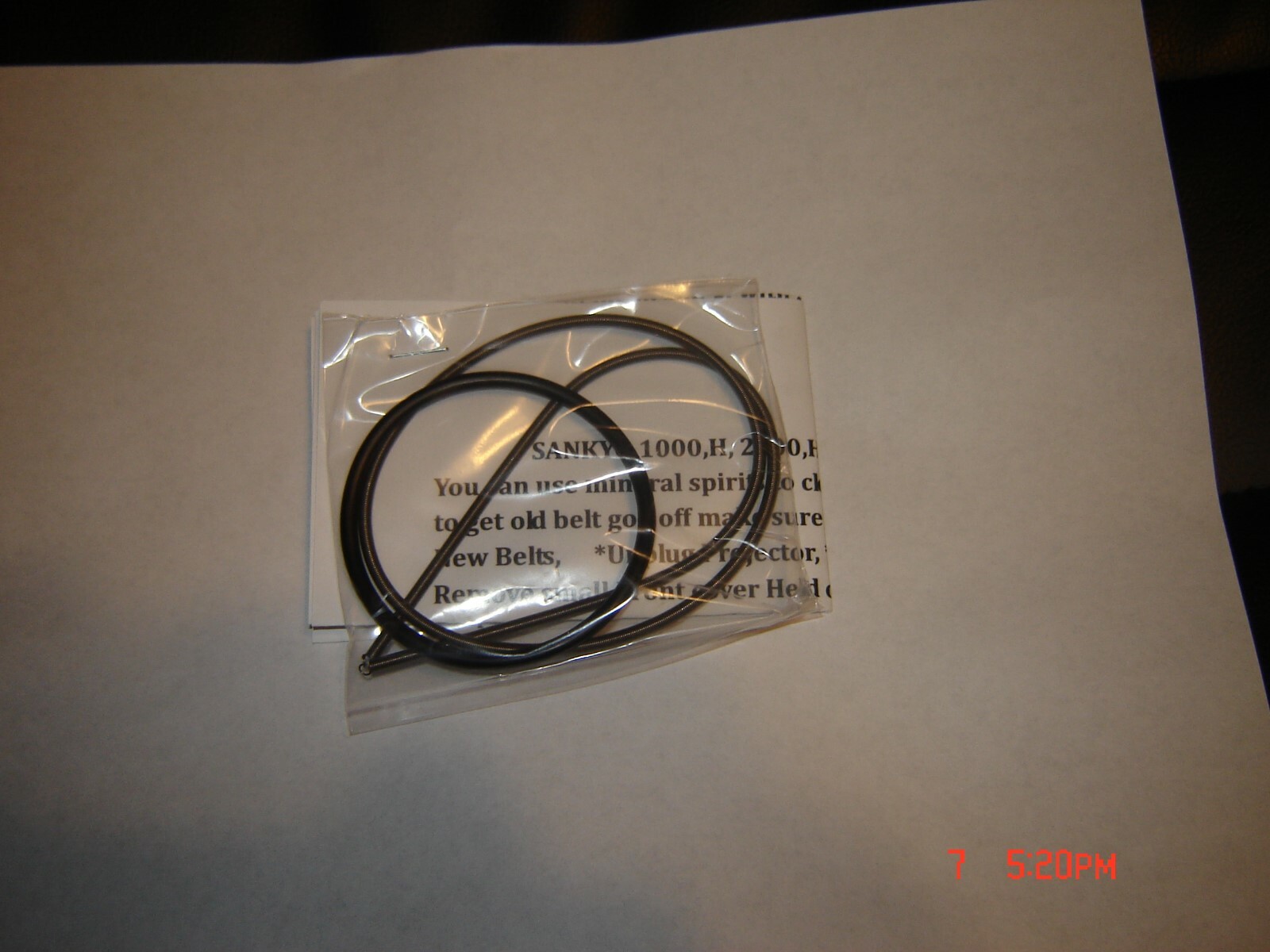 Sankyo Dualux 2000, 2000 H Projector Belts,*With Install Instructions,2 Belt Set
