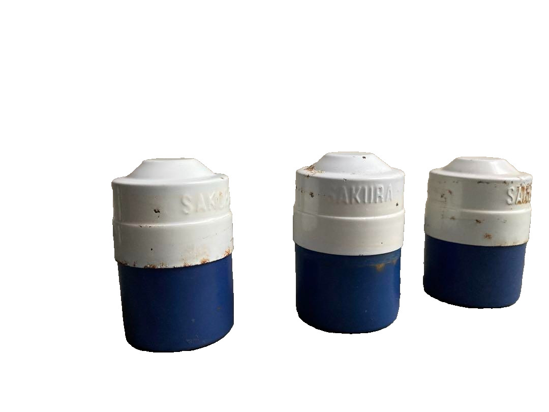 Vintage Sakura Film Case Set of 3 Aluminum Canister Showa Retro Japan 1970s Rare