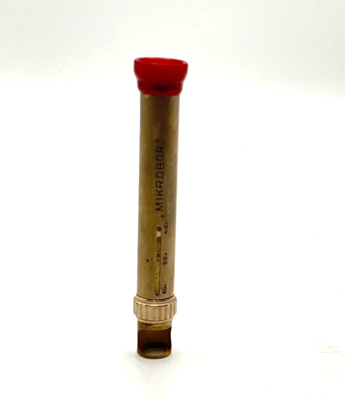 Vintage “Mikrobor” pocket inspection microscope 40×–60× metal field loupe viewer