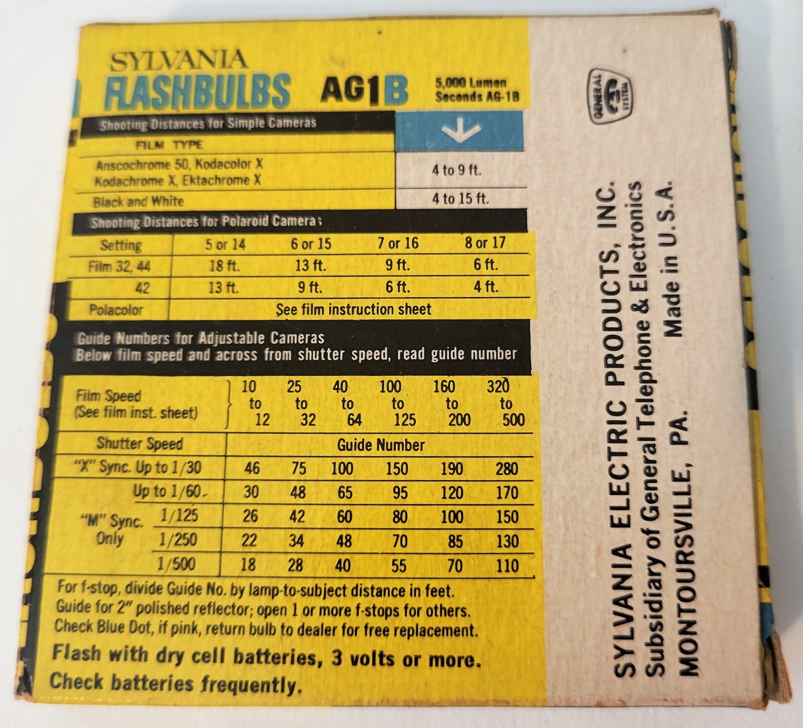 VTG Sylvania Blue Dot Flashbulbs (Flash Bulbs) AG1B – Twelve (12) Blue Dot Bulbs