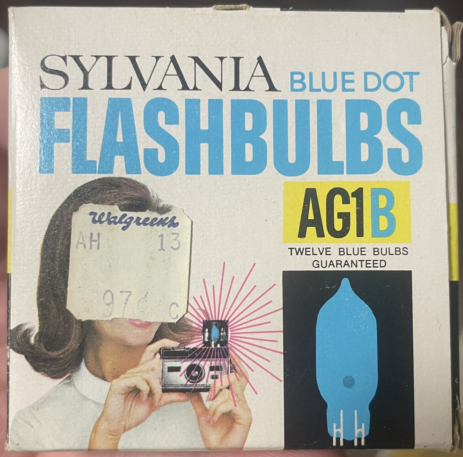 Vintage – Flash Bulbs Sylvania AG1B Blue Dot – 11/12 bulbs, incomplete box
