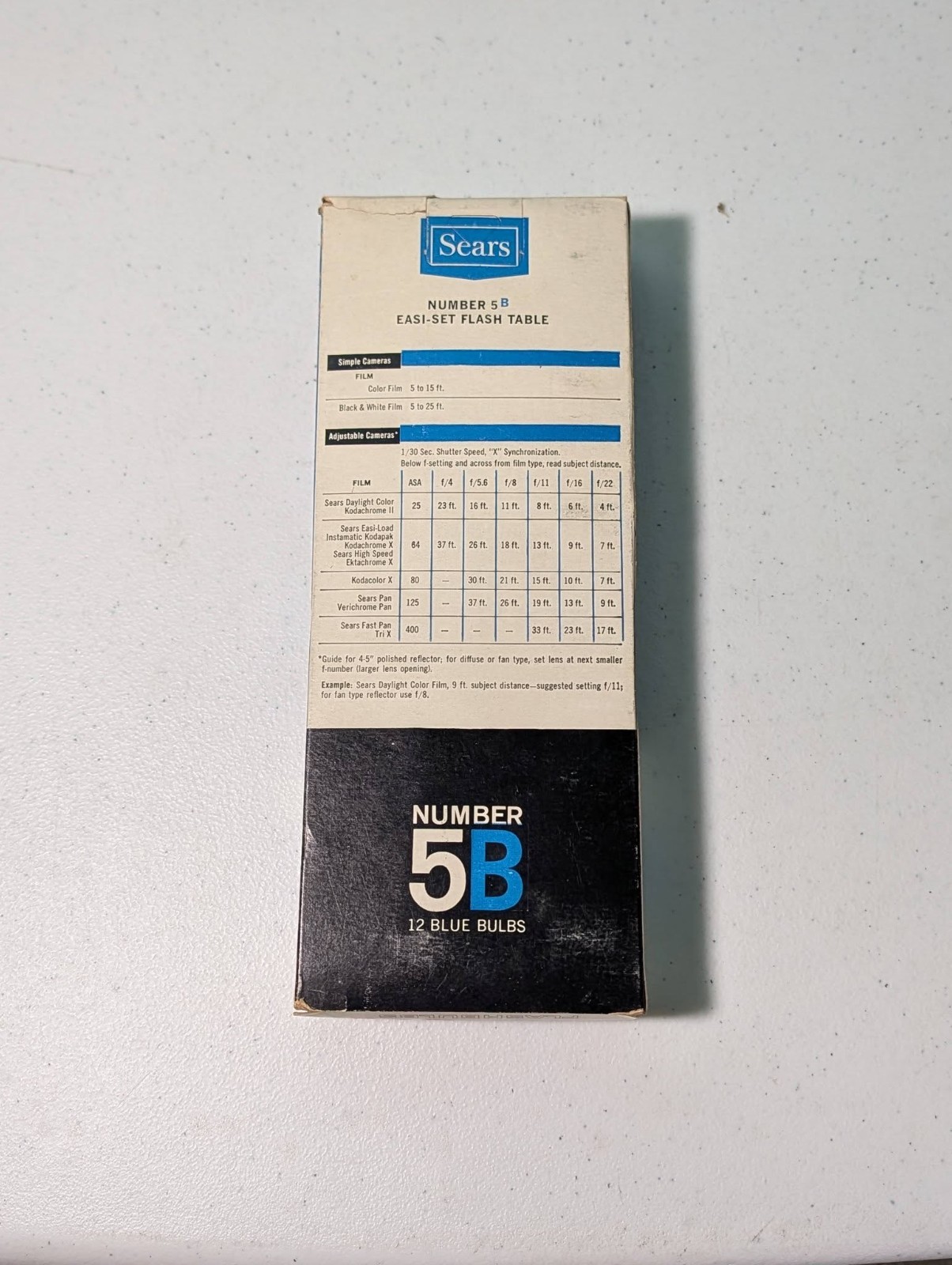 Sears #5B 12 Blue Bulbs Box of 12 Flash Bulbs Vintage