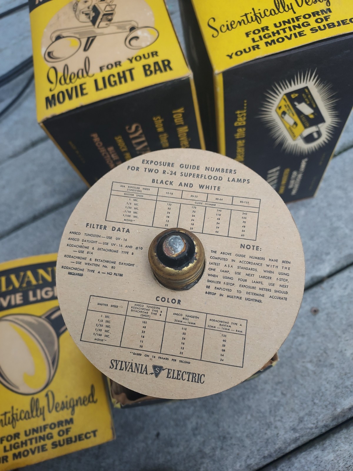 5 Vintage Sylvania Movie Lights R-34 In Original Packaging Tested All Work