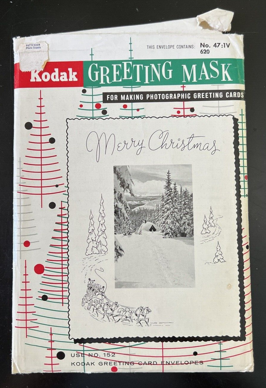 Kodak Greeting Negative Mask No 47:1V 620 Vintage Kit Christmas Greeting Cards