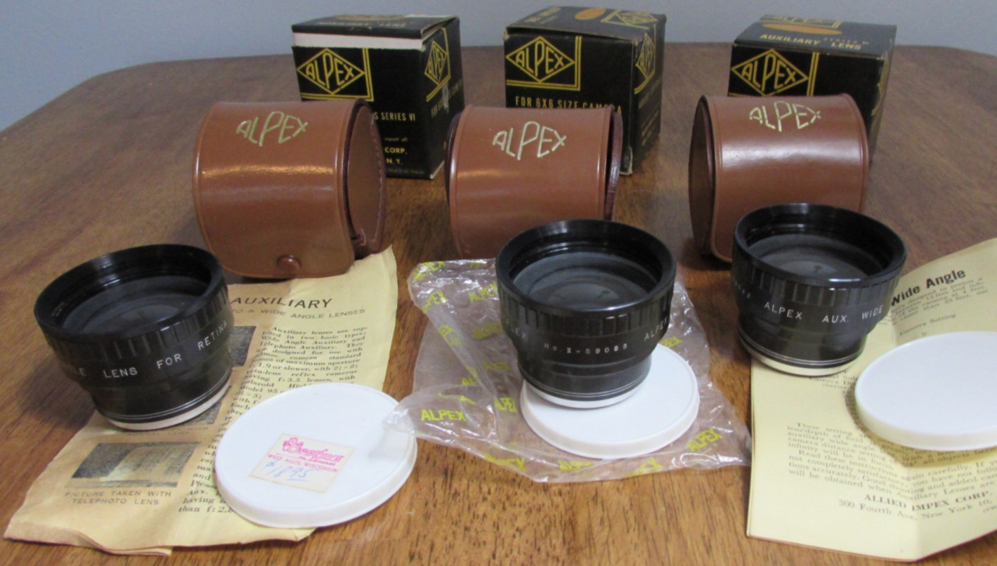 Vintage Camera Accessories Lot Lenses Parts Mixed Alpex Kaligar Kodak Vemar