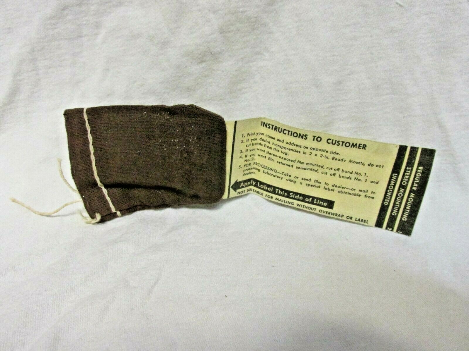 VINTAGE KODAK FILM DEVELOPMENT MAIL RETURN BAG
