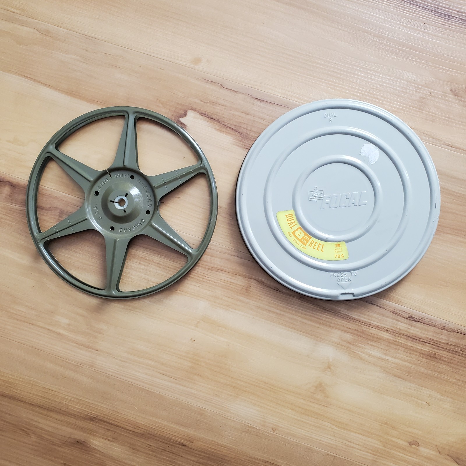 8mm Film Canister Reel vintage 7 inch 400 Ft KMart Focal Dual movie photo tools