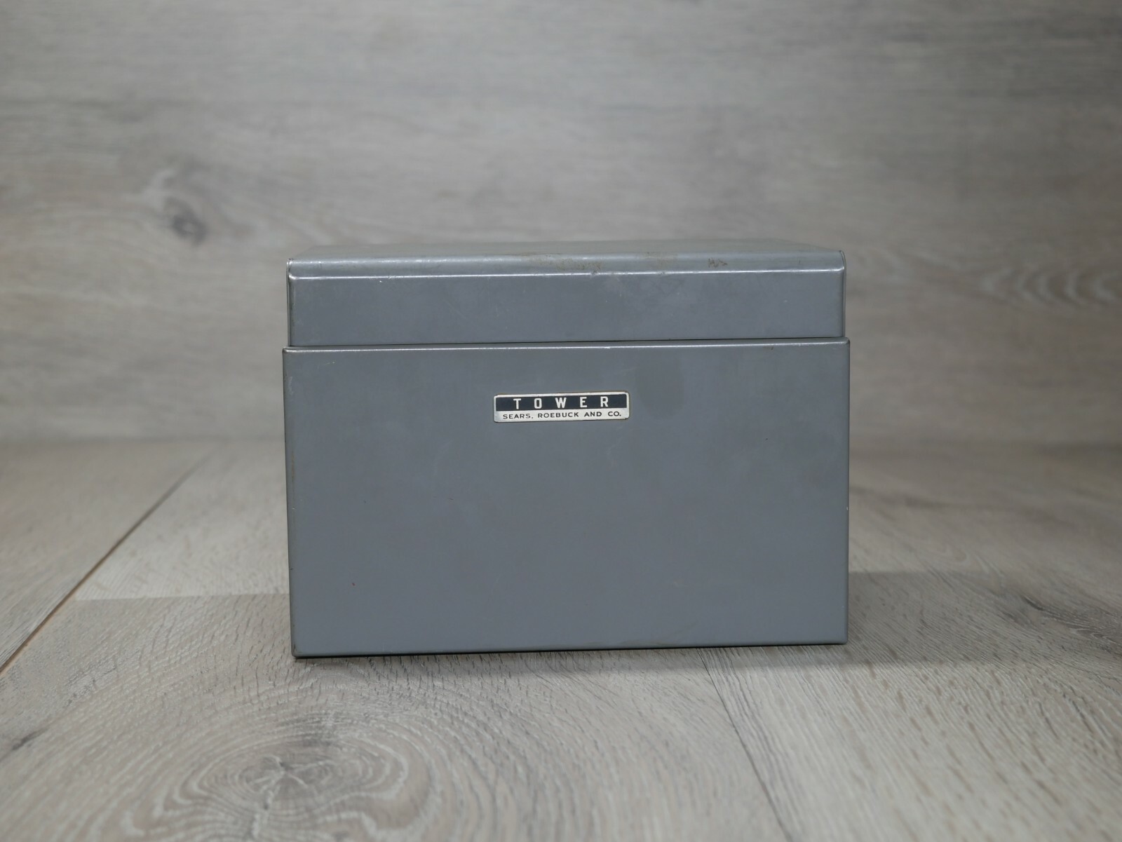Tower Sears, Roebuck & Co. 6.5″ x 4.5″ x 4.5″ Vintage Hinged Lid Metal Photo Box