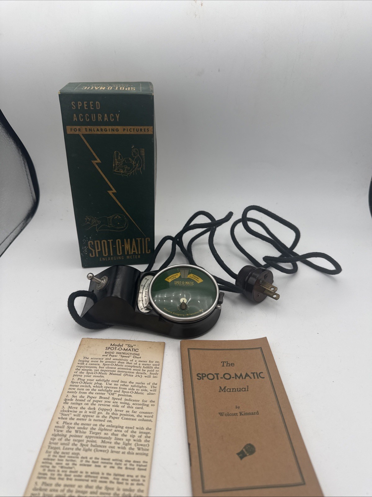VTG Kinnard Spot-O-Matic Enlarging Meter w/ Box Instructions , Manual not Tested