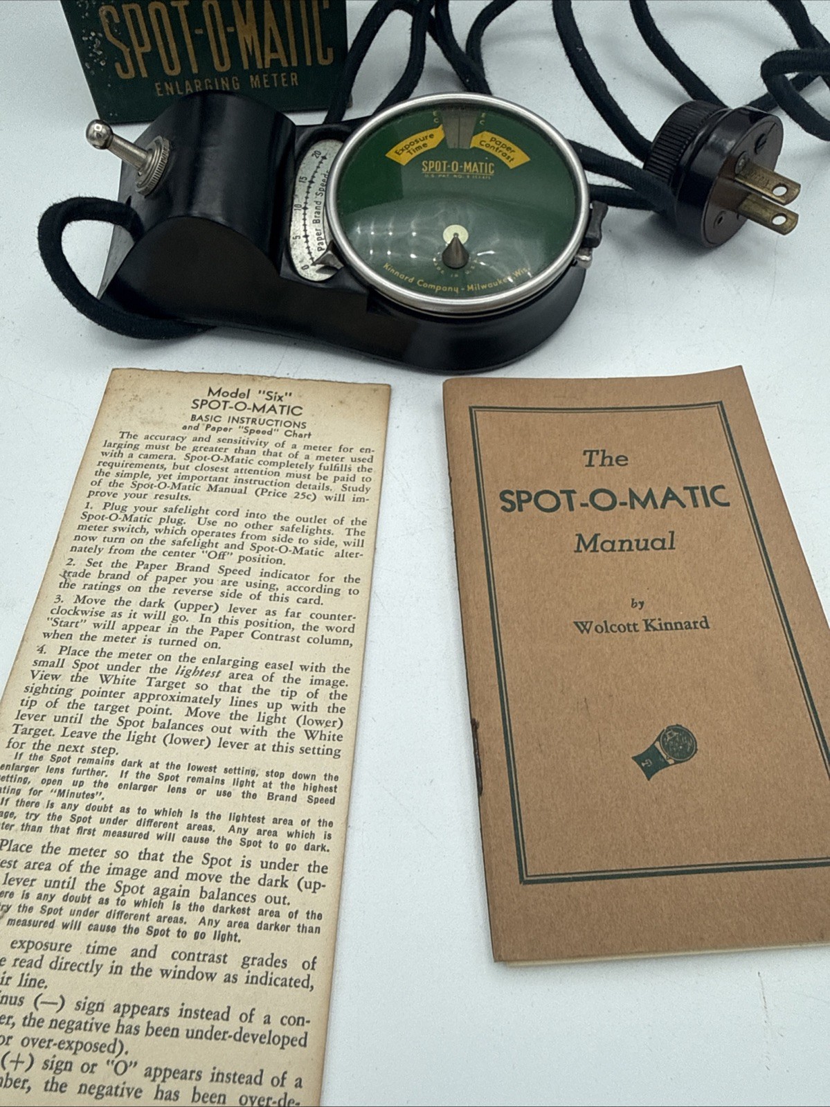 VTG Kinnard Spot-O-Matic Enlarging Meter w/ Box Instructions , Manual not Tested