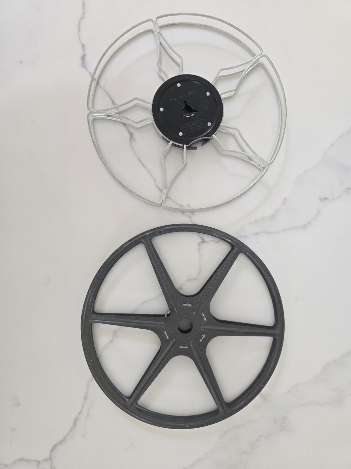 Two Spools Vintage EUMIG Wire Spool 8mm Film Reel Made in Austria 7inch 400 ft.