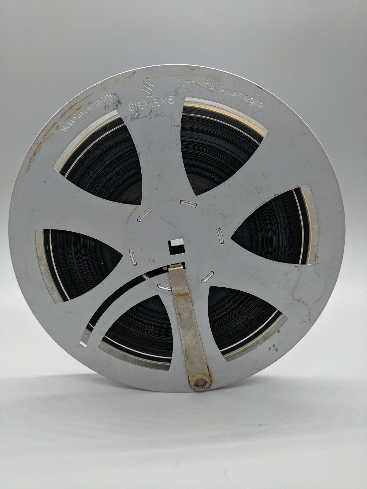 Vintage Siemens German 7″ 1/2″ Tape Metal Reel with 1964 Air Defence Command Fil