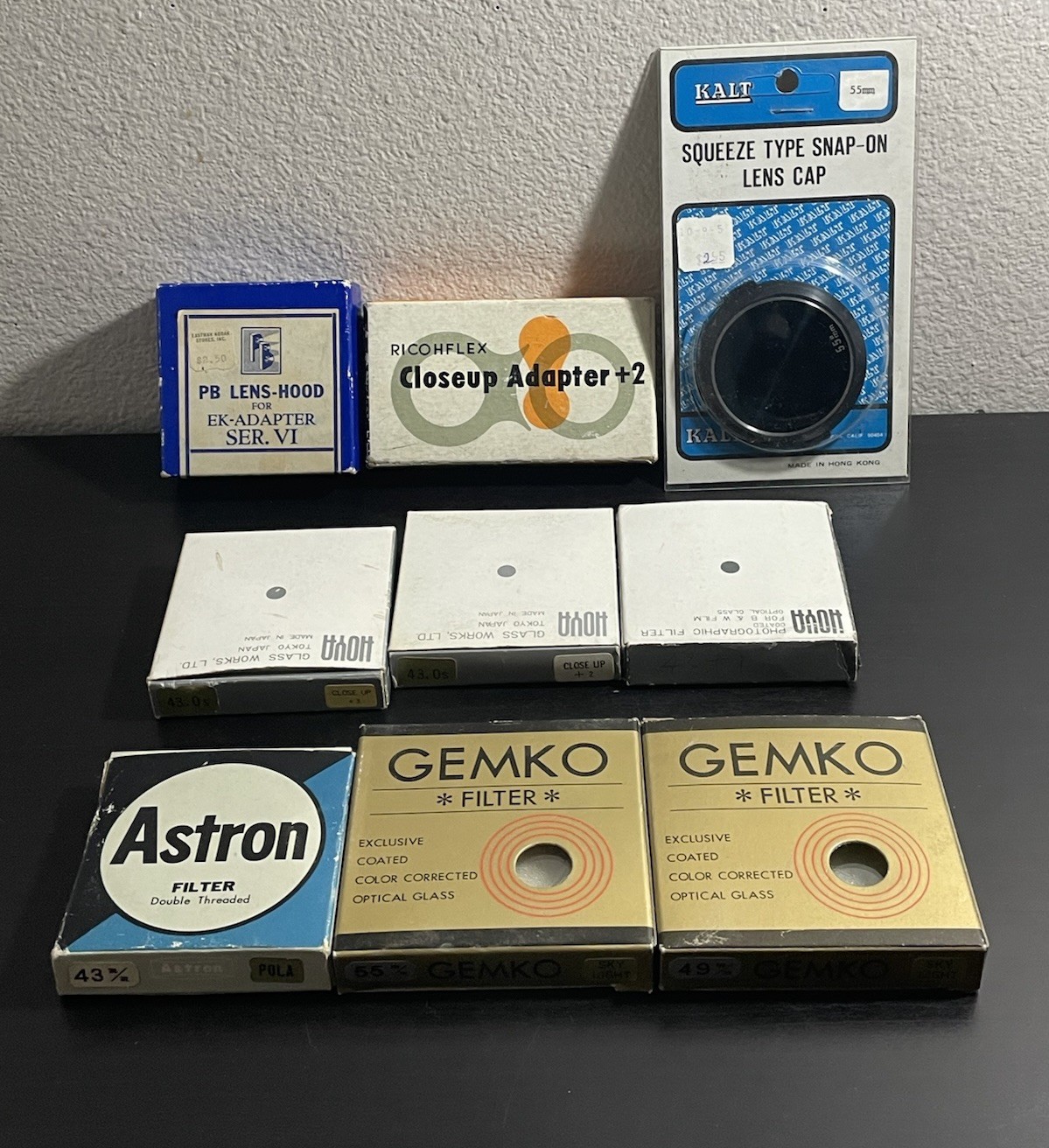 Huge Lot Vintage Camera Accessories Hoya Filters Ricohflex Kodak Lens Hood Kalt