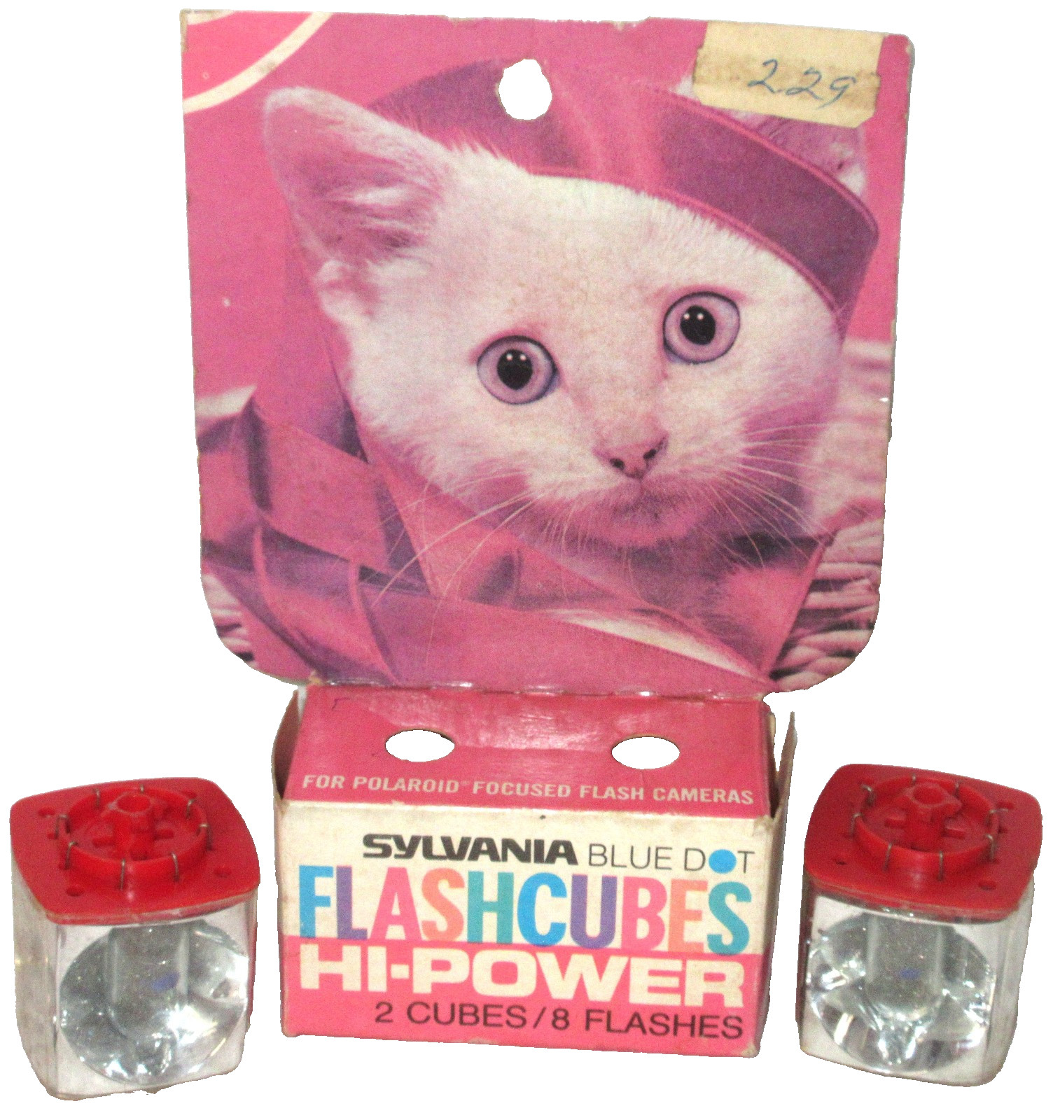 VINTAGE Cat photo Sylvania Flash Cubes Blue Dot Pack of 2 New In Box