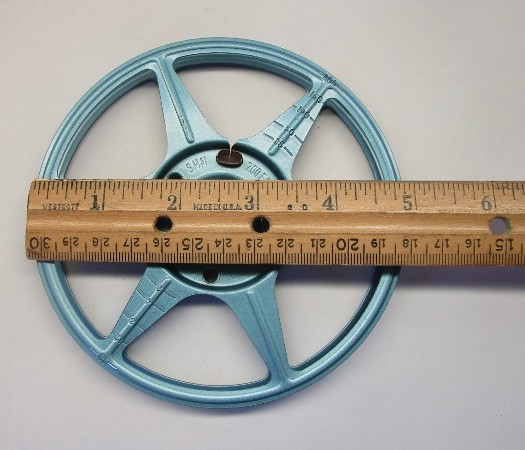 Vintage Compco Corp. 8mm/200ft 5” Blue Film Reel Canister and Reel