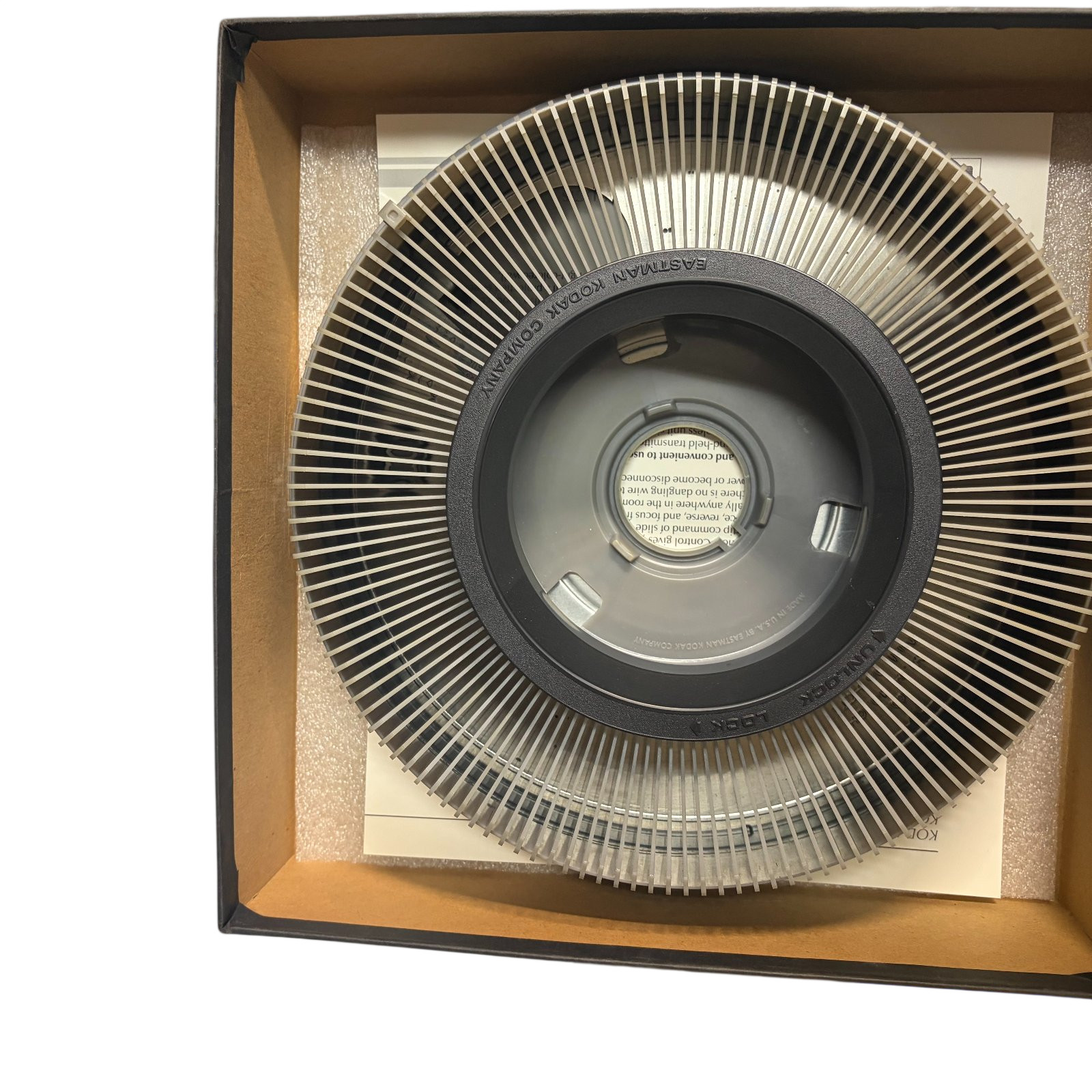 Kodak Carousel Transvue 140 Slide Tray Projector Reel Black Orange Case Vintage