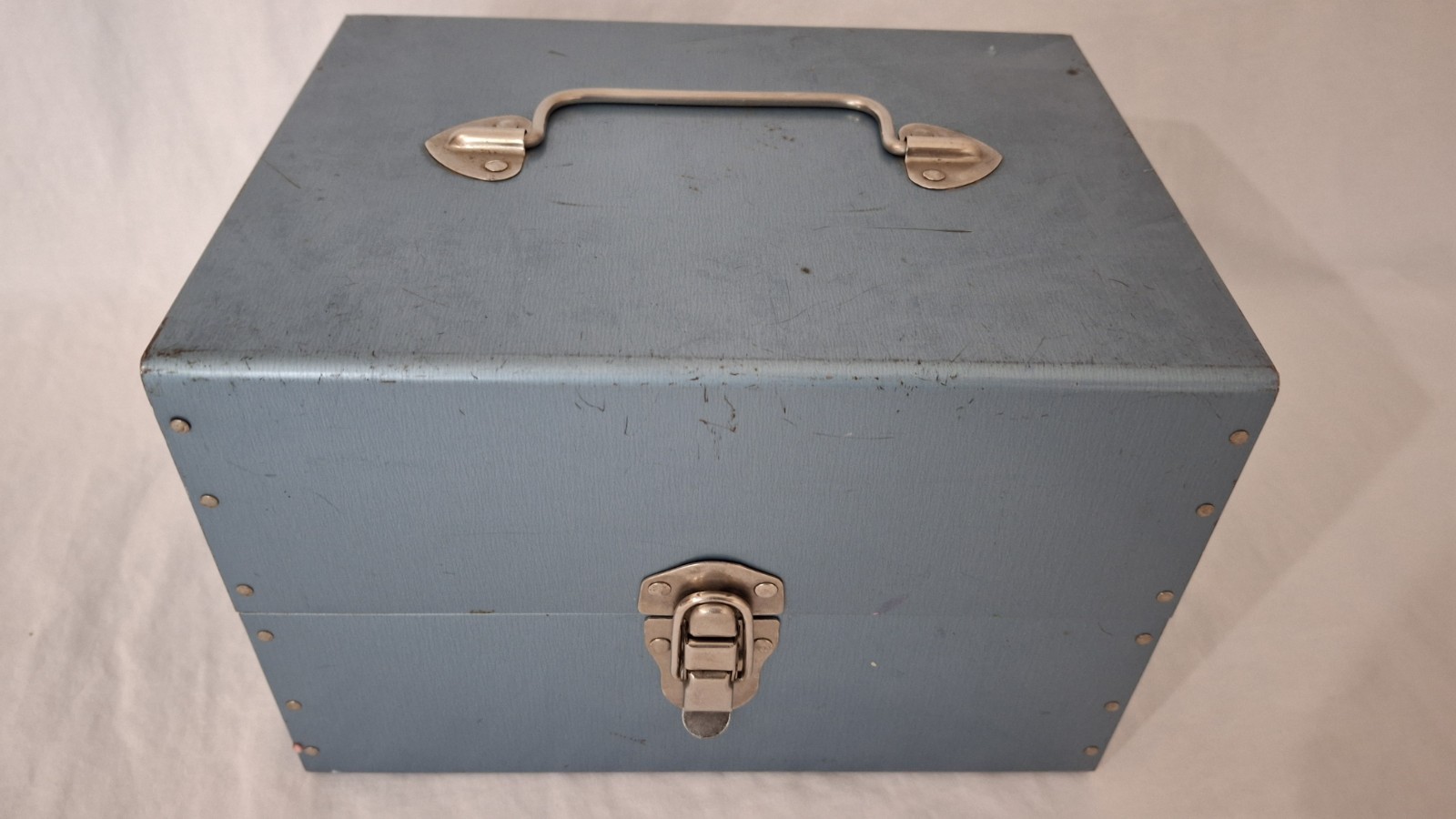 Blue Metal 8mm Film Storage Case Holds 12 Cannisters Metal Storage Box