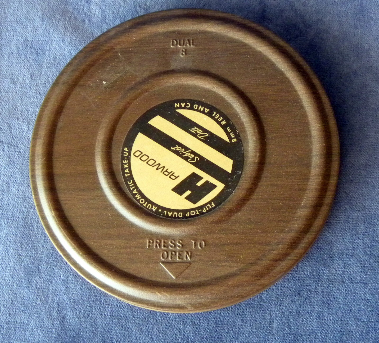 Vintage Harwood 8mm Reel & Can Film Holder 5” Wood Grain Metal Case