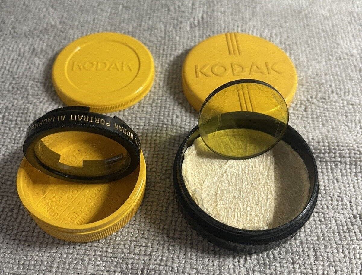 Vintage Eastman Kodak Portrait Attachment Lens No. 7A & Yellow Lens – set of 2