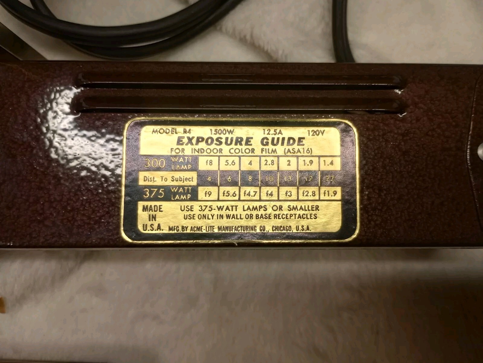 Vintage Acme Lite Mov E Lite Movie Light 4 Bulb Lighting Bar Works Original Bulb