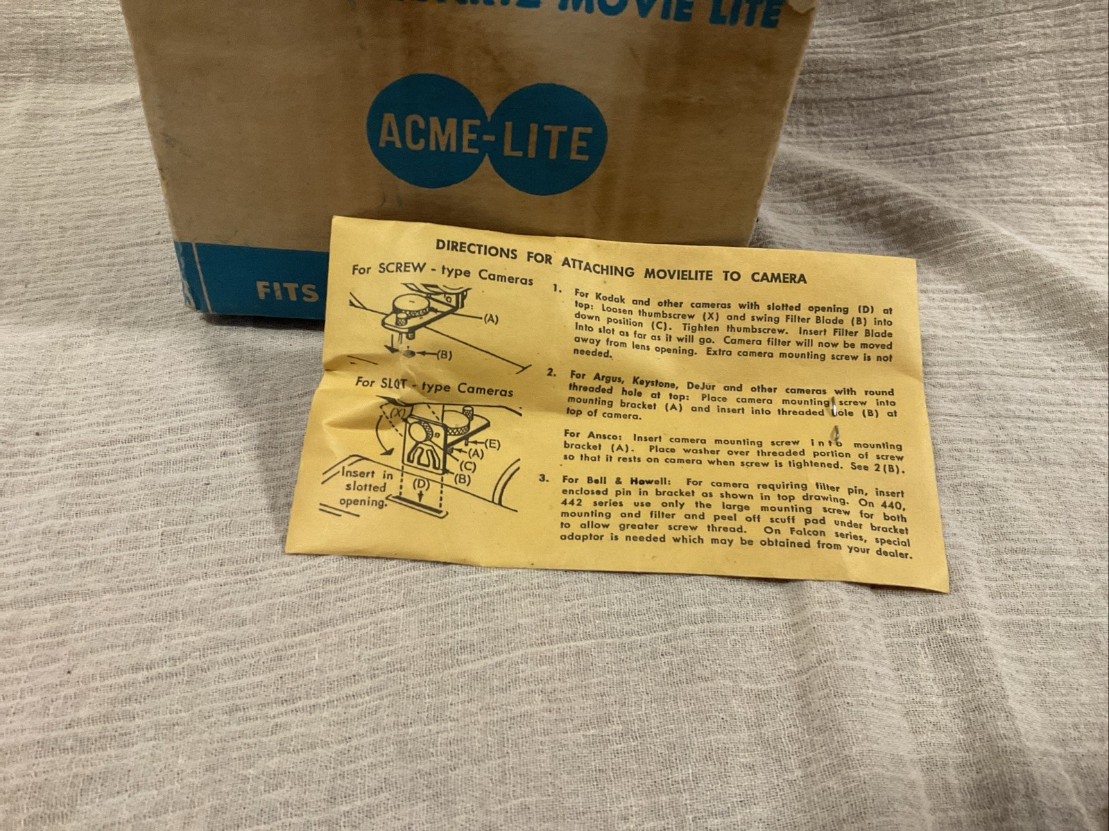 VTG Super 8 Quartz Movie Lite ACME Camera DVY Lamp 709G Cameralite WORKS In Box