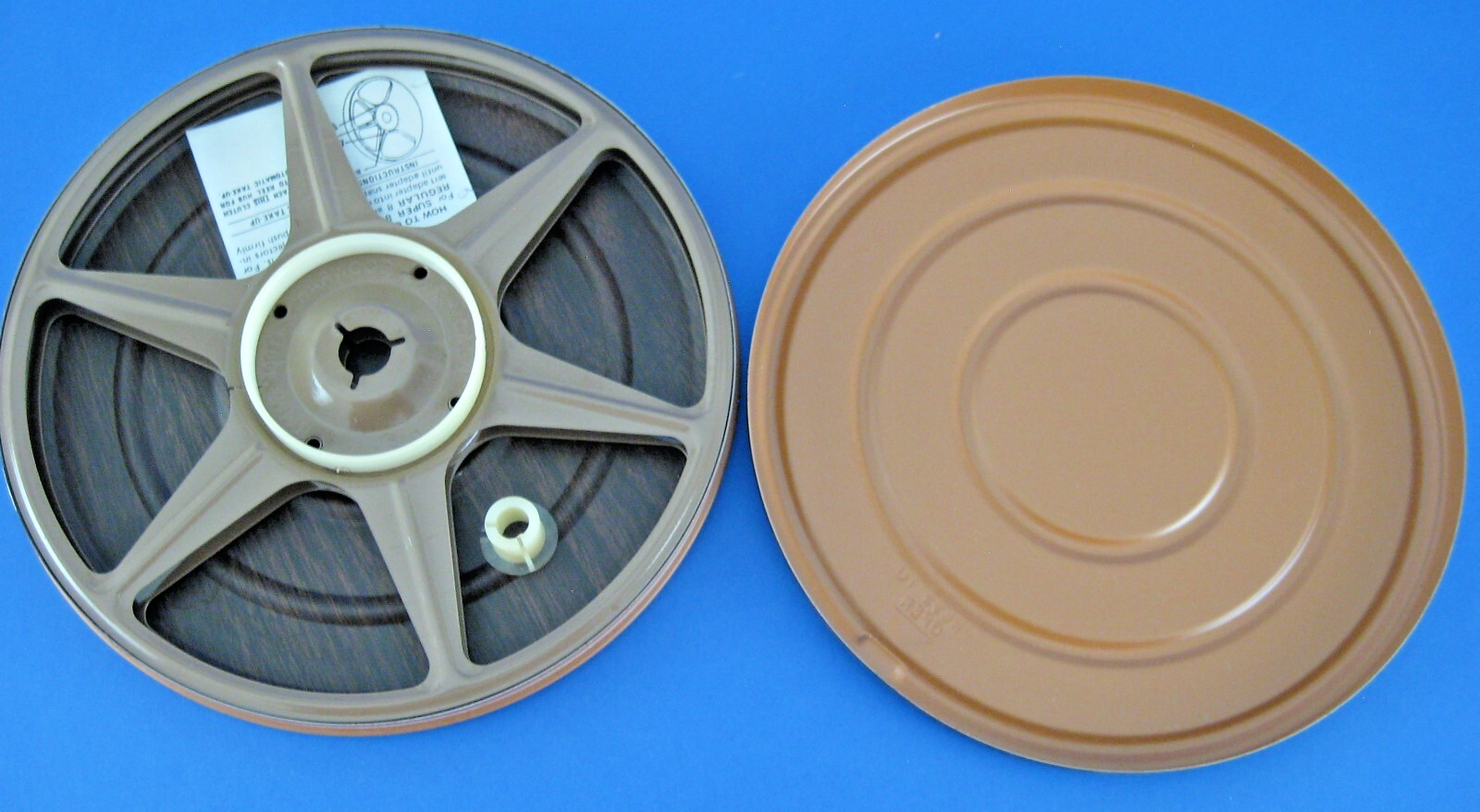 Set of 2 Harwood Film Canisters Brown Woodgrain Metal Dual 8mm Reel Can Vintage