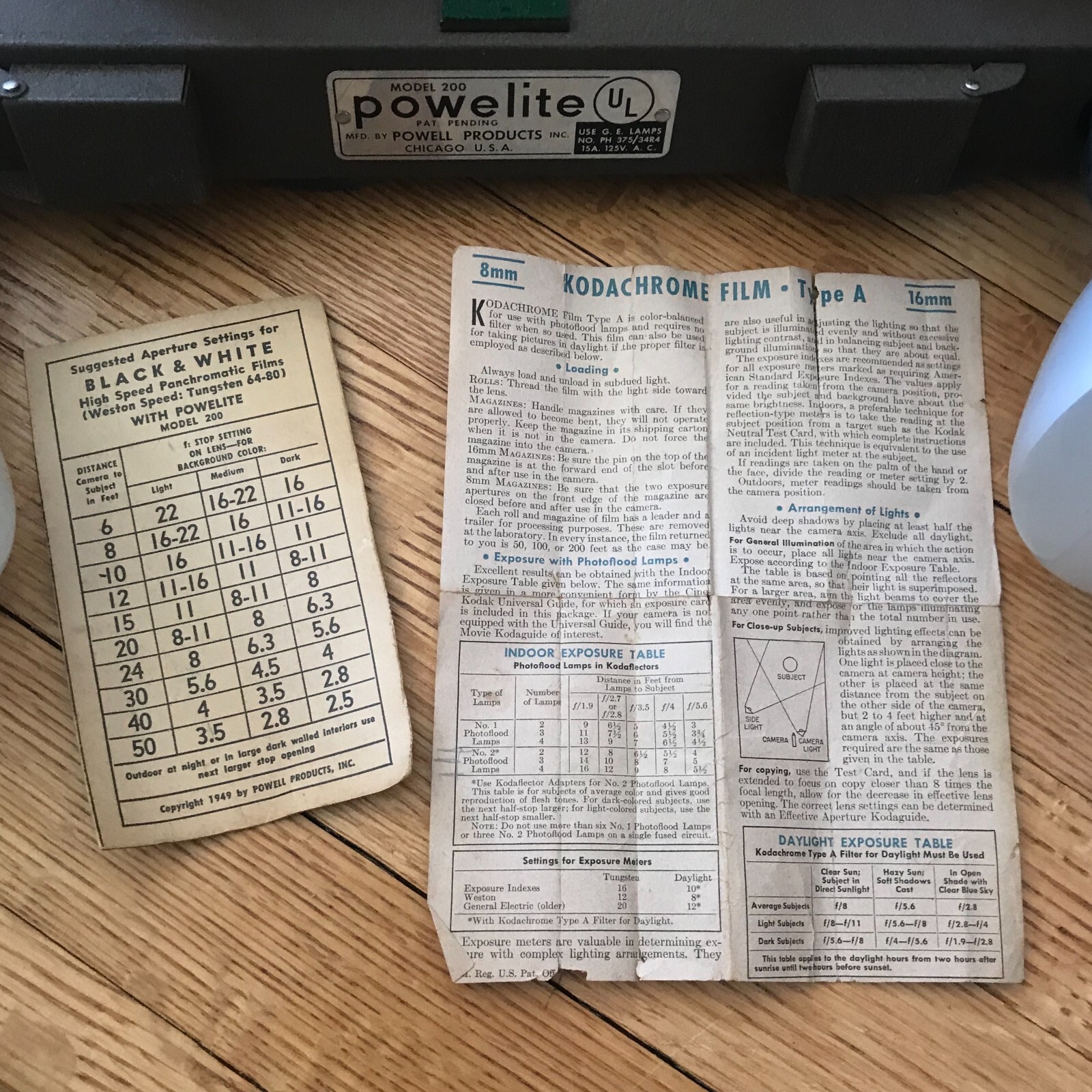 Senior Powelite vintage strip light Photo studio light working w/bulbs model 200