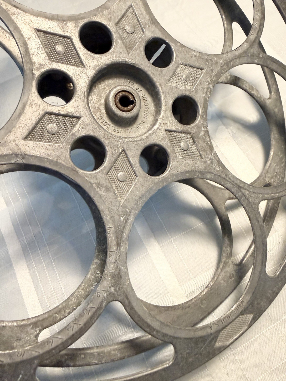 Vintage 16mm Metal Film Reel Goldberg Bros. Denver Hollywood Industrial Decor