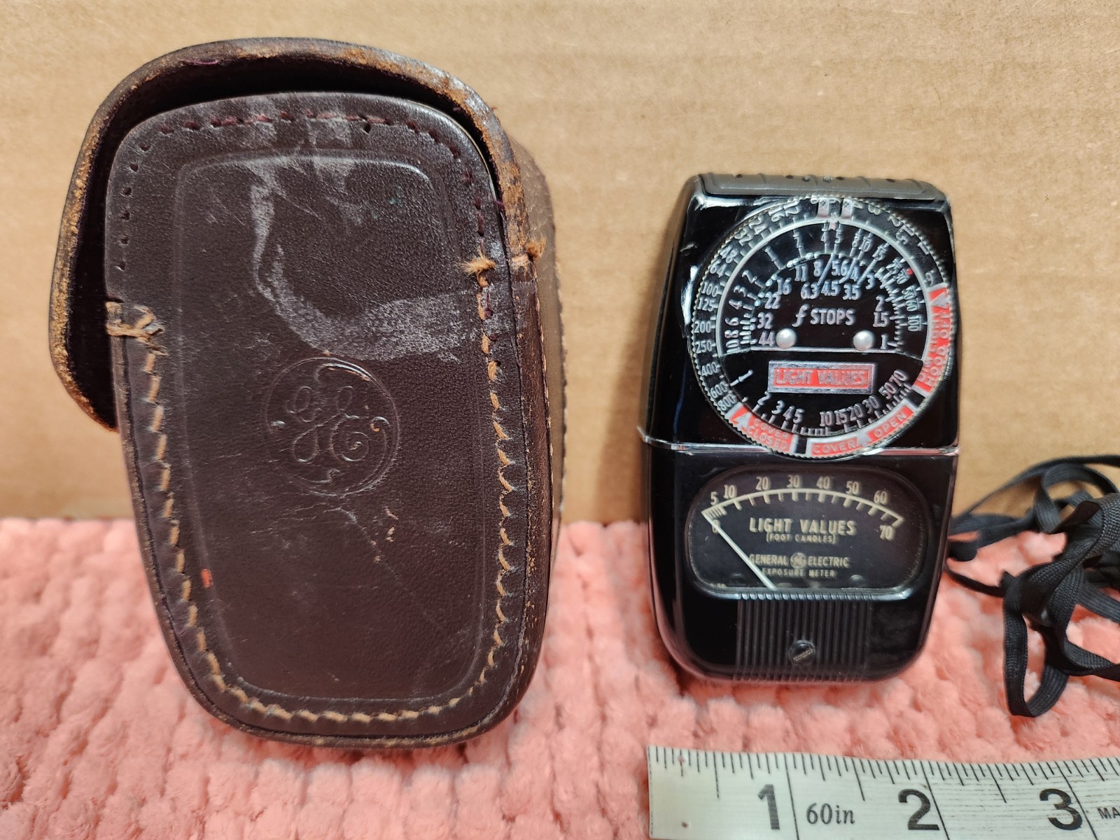 VTG General Electric Exposure Light Meter GE Model 8DW58Y1 w/ Leather Case