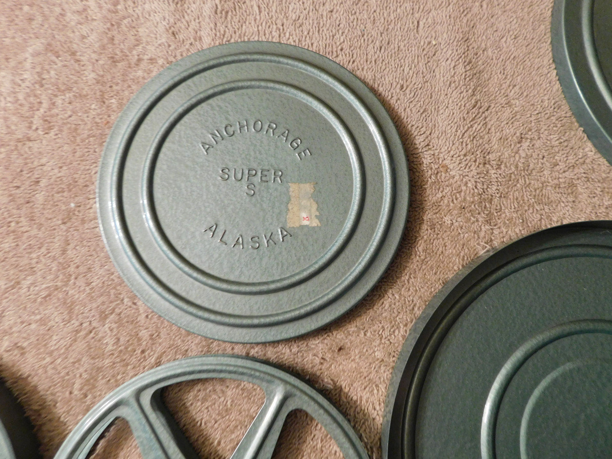 8mm Metal Film Reel Tin Can Canisters & Reels Anchorage Alaska “Super S” RARE