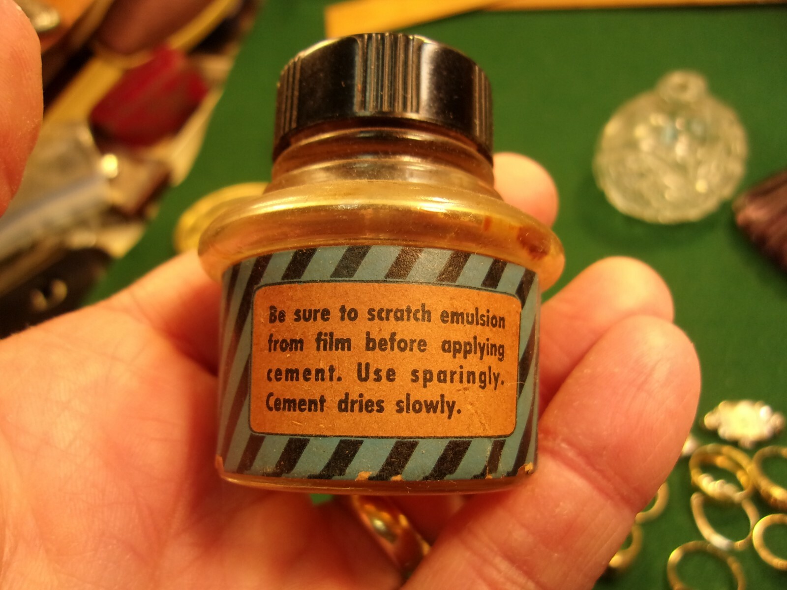 #22 of 24, RARE VTG ANTIQUE BOTTLE “TOWER FILM CEMENT” INCLUDING SOME CONTENTS