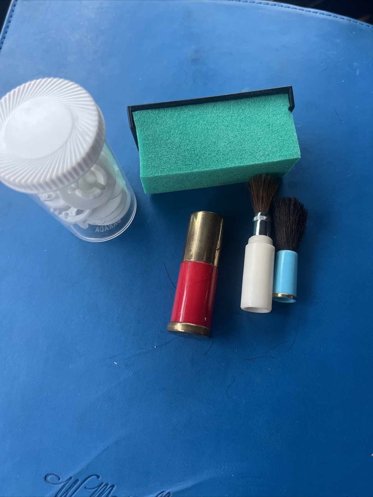 Vintage Brass Lipstick Style Camera Lens Brush Lot + Cleaner