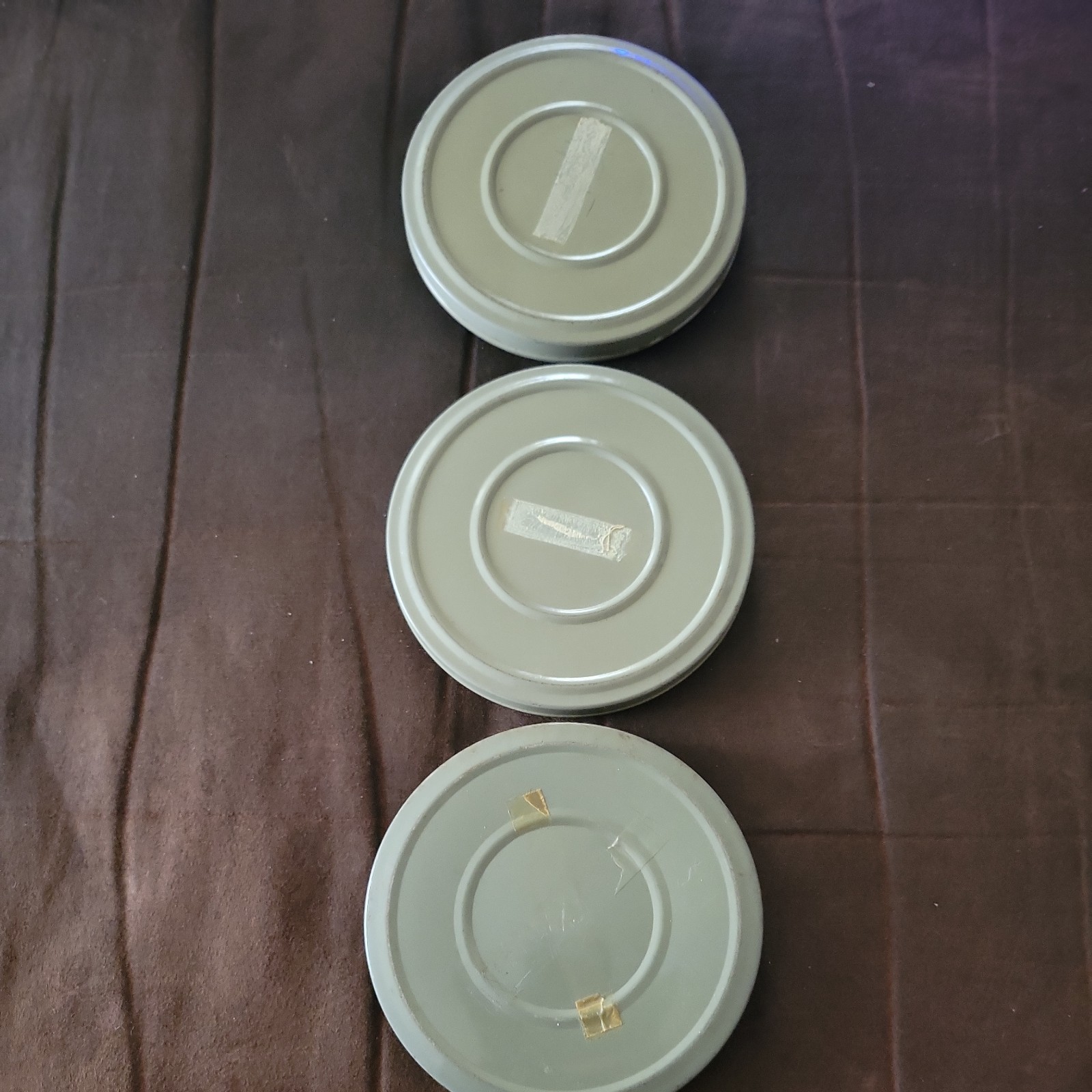 Vintage Lot of 4 5 Inch Metal Film Canisters No Brand Name