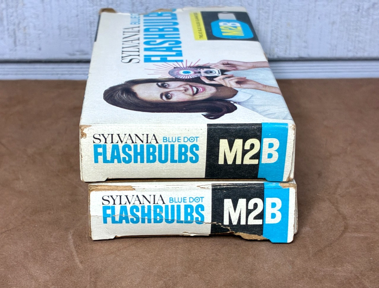 Vintage (2) Boxes SYLVANIA M2B Blue Dot Flashbulbs ~ New Old Stock ~ 24 Bulbs