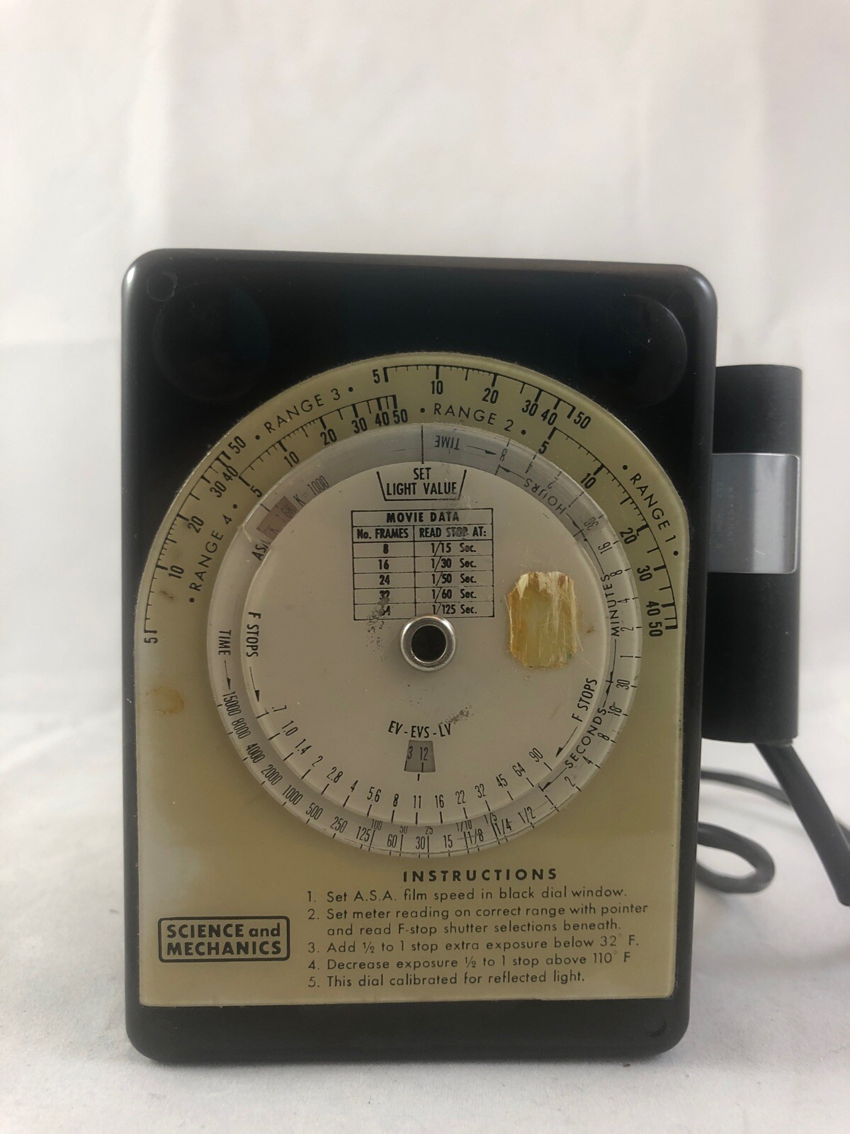 Science and Mechanics Magazine Model 250p Microamperes Light Meter F.S.=100MV