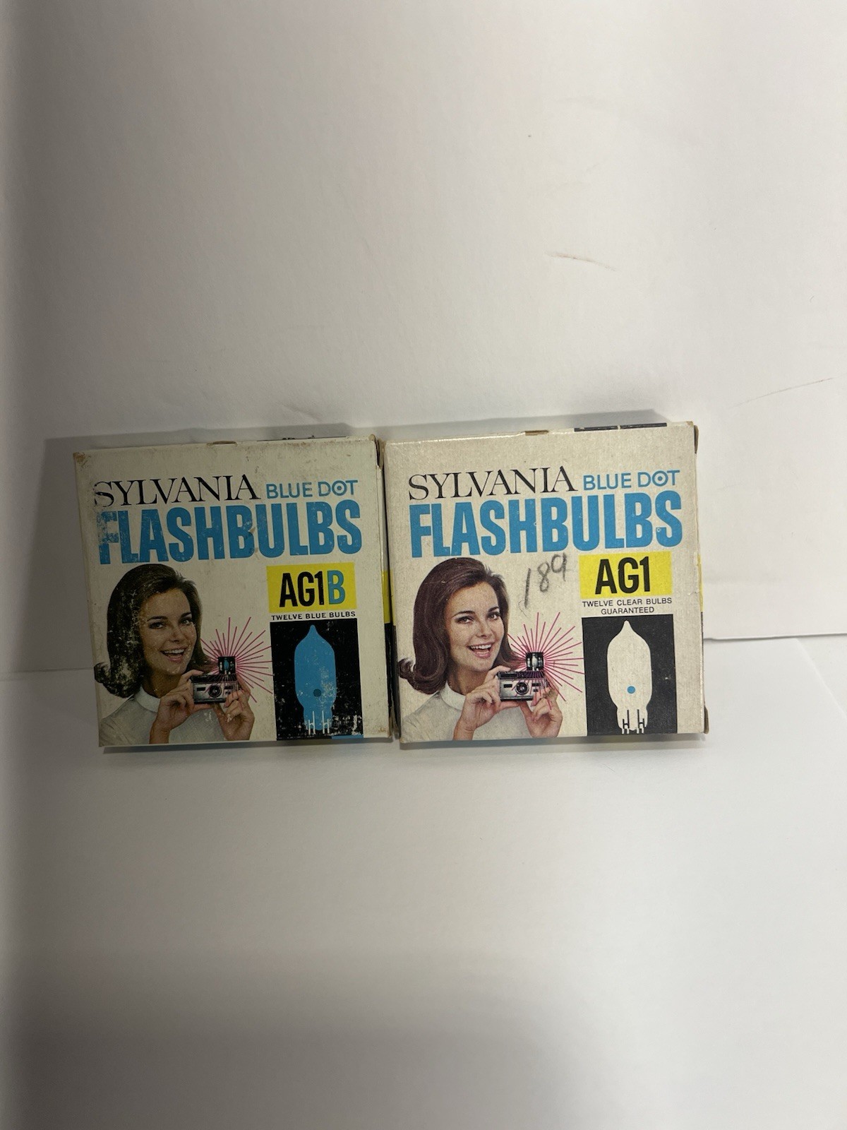 Vintage Sylvania Flashbulbs Blue Dot AG1 Clear12 Bulbs & AG1B Blue Bulb 12 Bulbs
