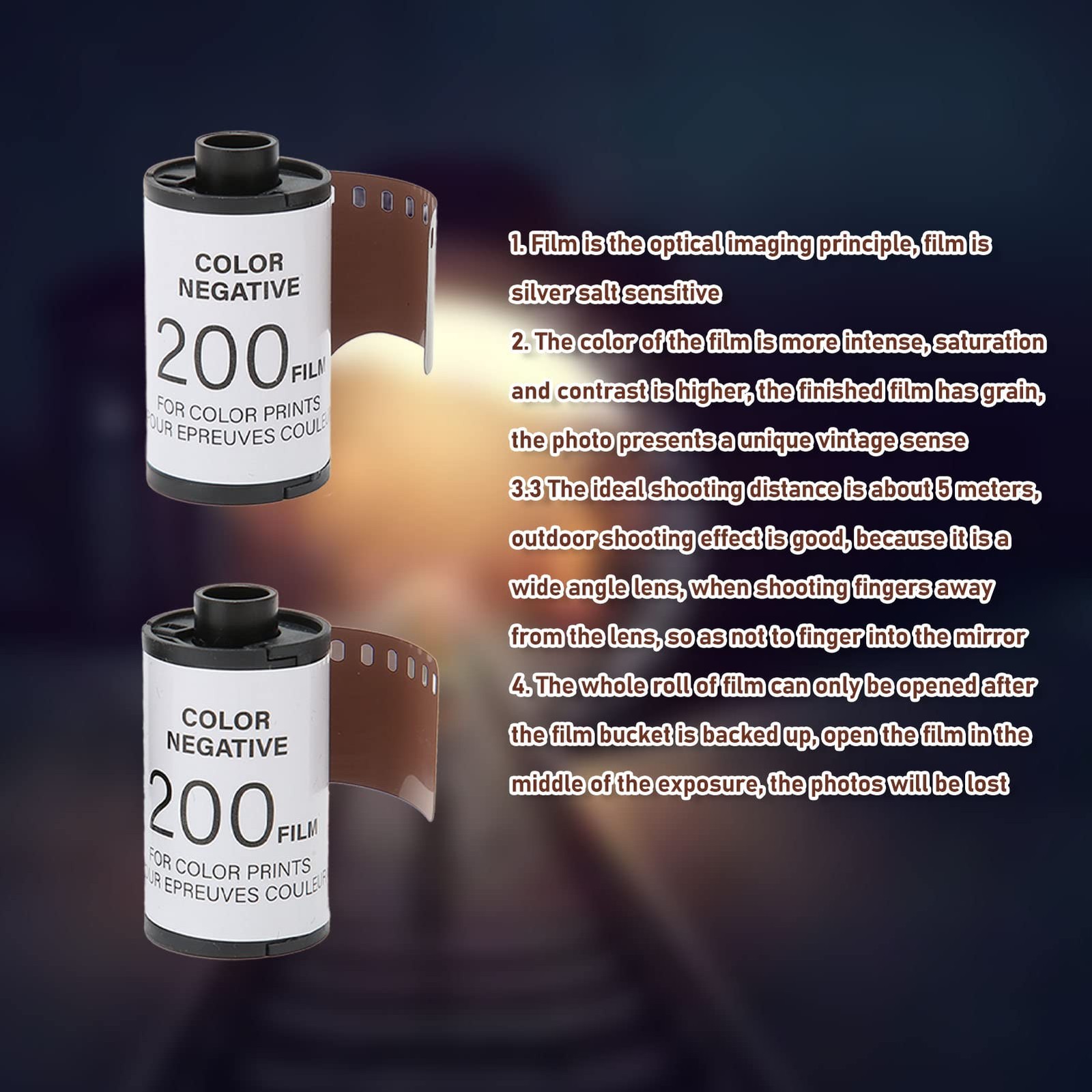 2 PCS 35mm Color Print Film ISO 200 8 Sheets Negative HD For 135 Camera Roll