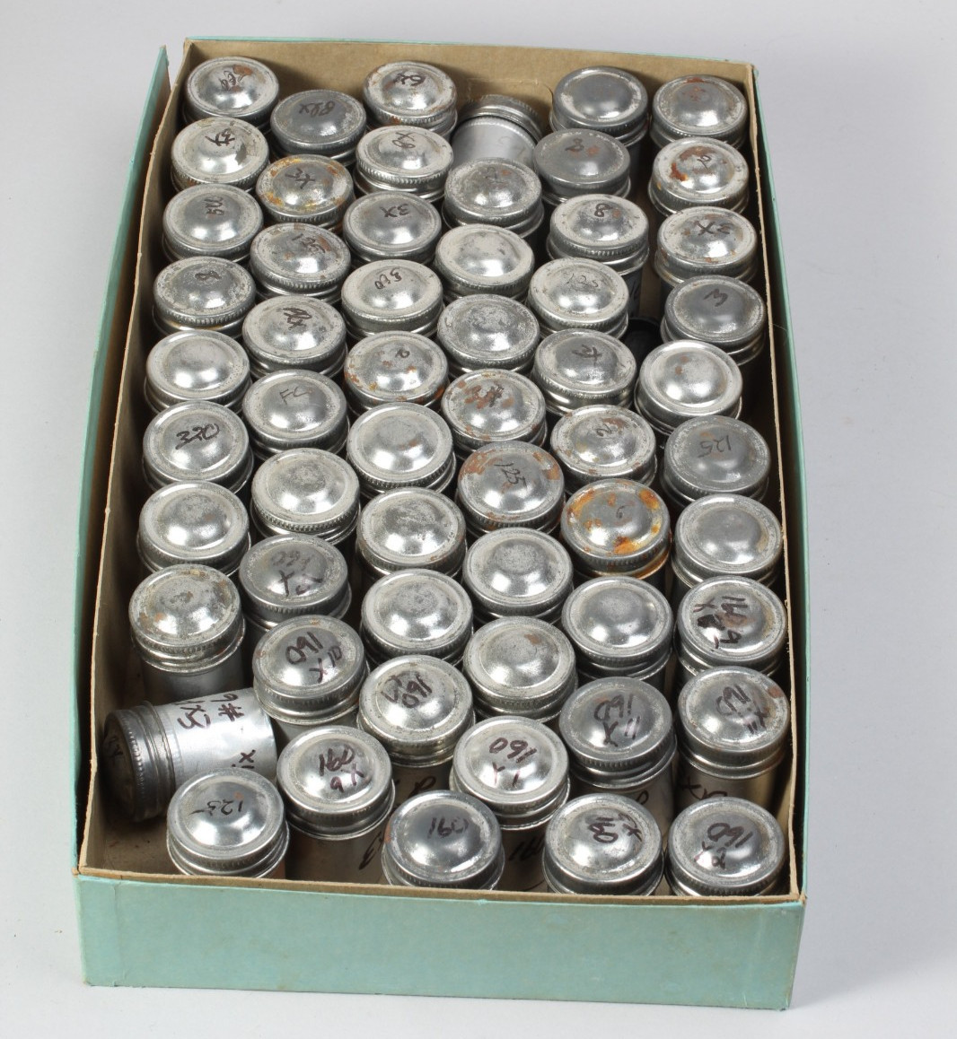 LOT OF 57 RELOADABLE 35MM CASSETTES W ALUMINUM FILM CANISTERS FUJI & AFTERMARKET