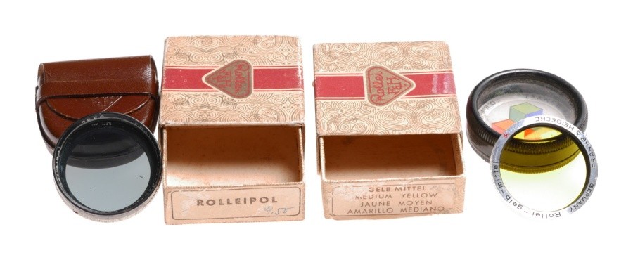 Rolleiflex Rolleipol Polaroid filter Rollei-Gelb Yellow filter boxed case set