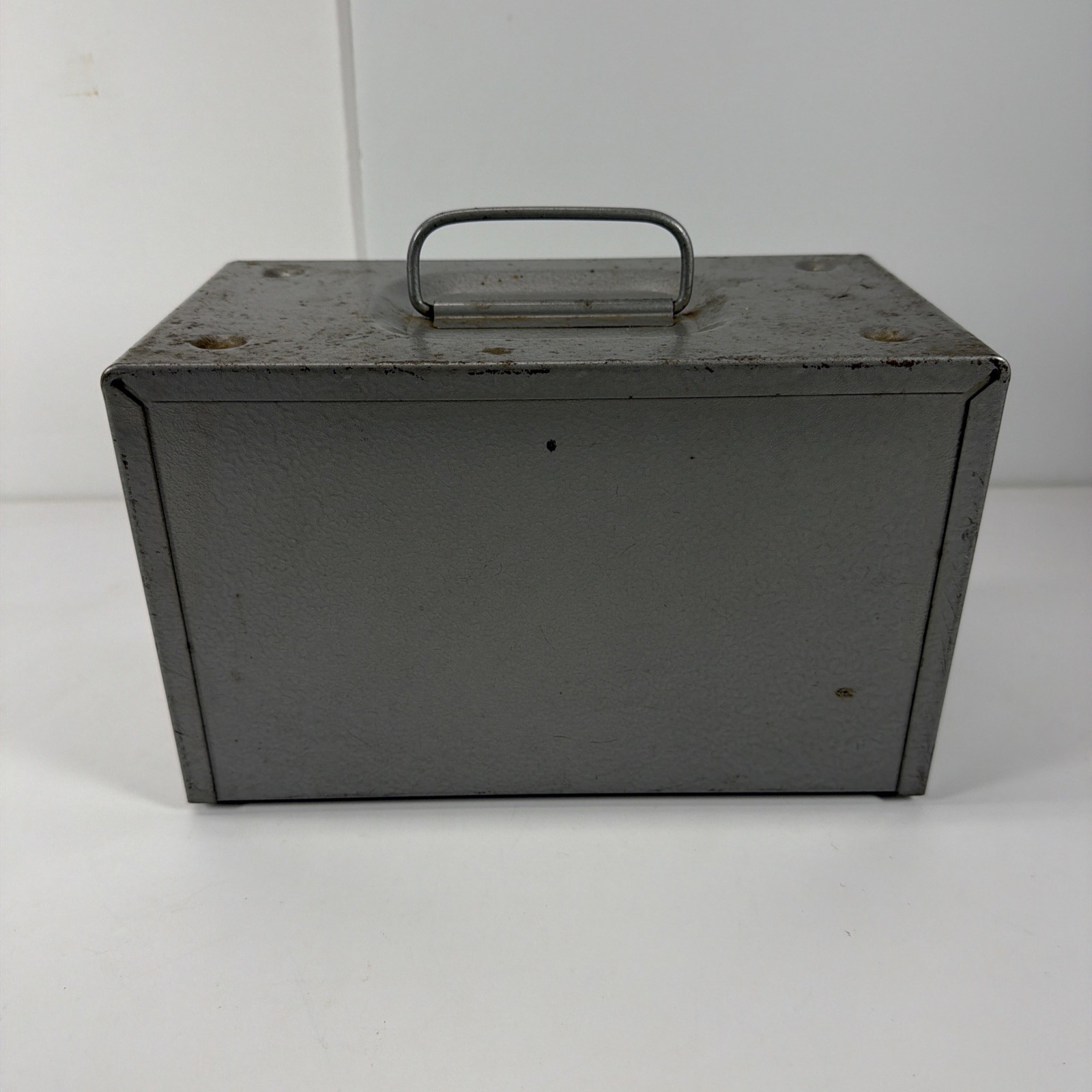 Vintage Brumberger 12 slot- 8mm Film Reel Case Metal Box 1950’s w/ Advertising