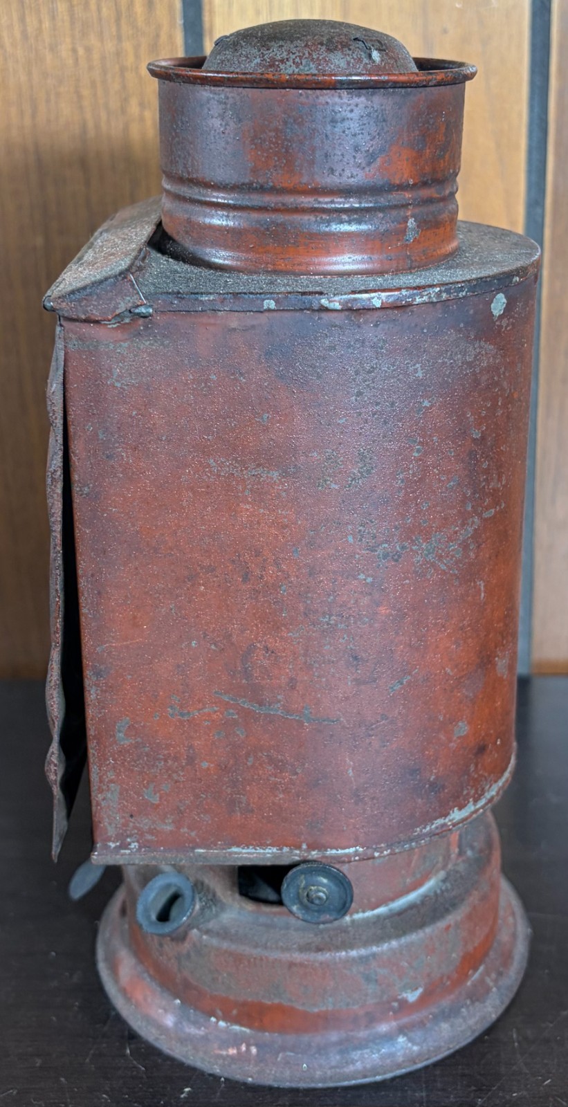 Antique Red Photography Darkroom Oil Lantern w/ Red & Amber Glass Panels RARE