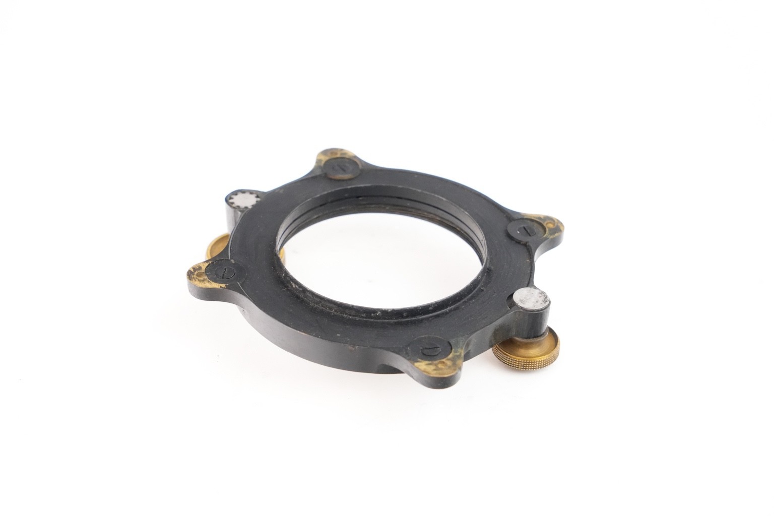 Iris ring for photographic lens attachment. Circa 1900.