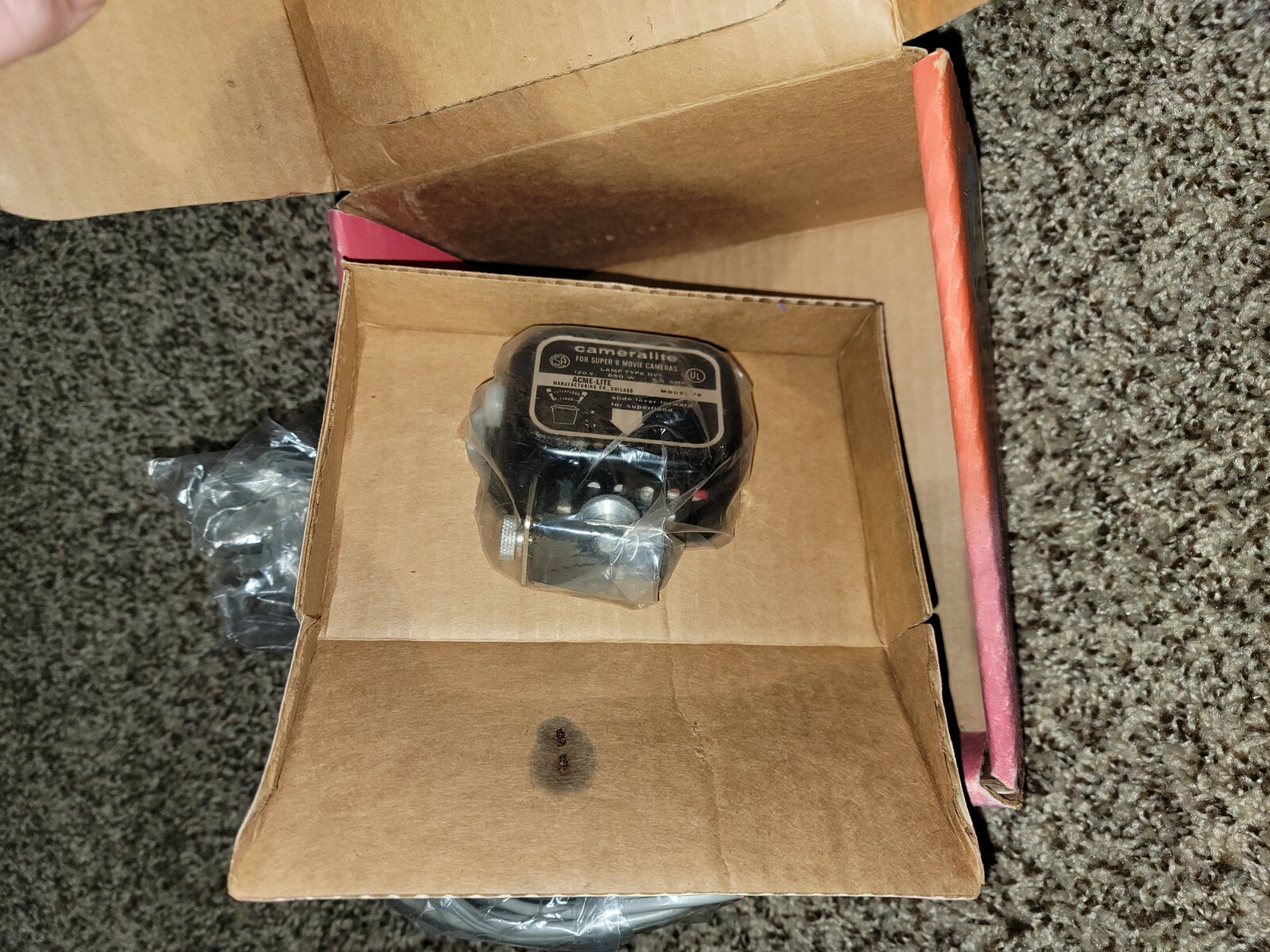 ACME-LITE Vintage Super 8 Movie Camera Lamp Cameralite Model 70 USA Chicago